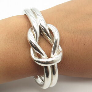 925 Sterling Silver Vintage Mexico Mariner Knot Adjustable Cuff Bracelet 6.25"